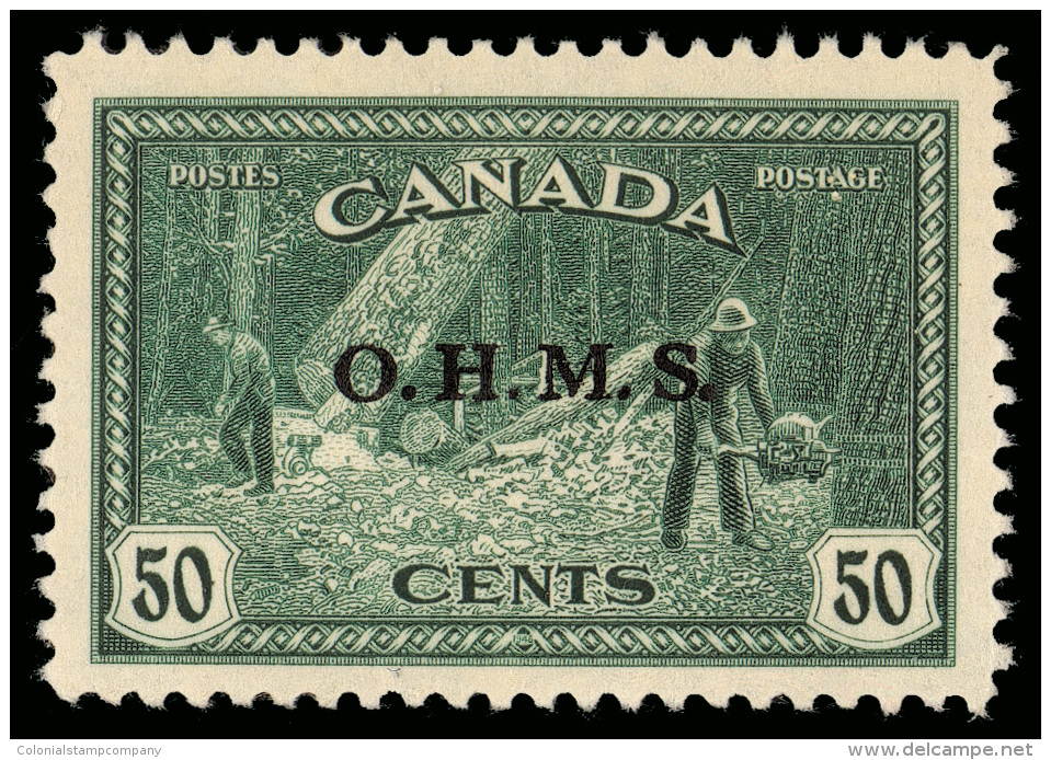 **       O1-10, CO1 (O162-71) 1949 1&cent;-$1 Officials Overprinted "O.H.M.S."^ SG Type O3, Cplt (10), Only 30,000... - Opdrukken