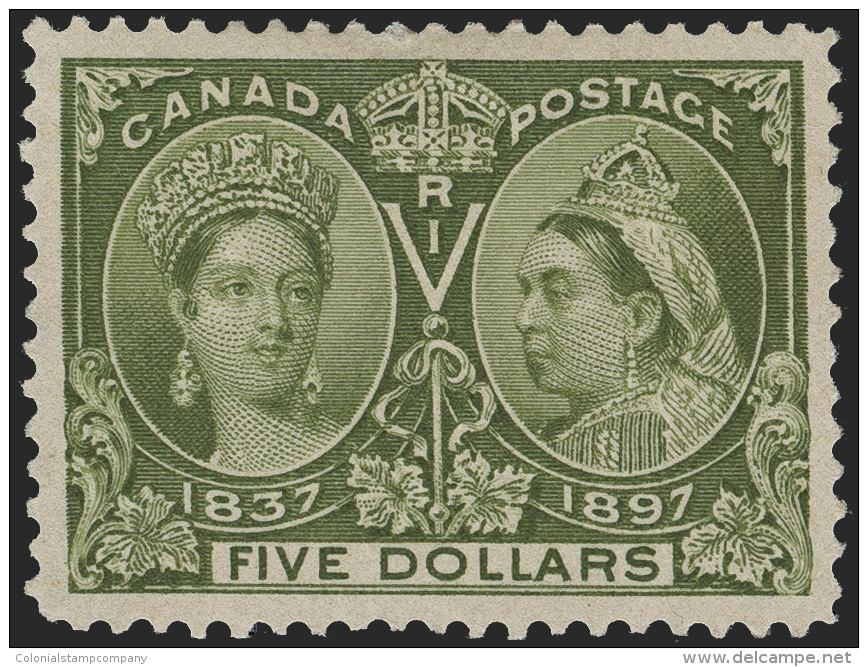 *        65 (140) 1897 $5 Olive-green Q Victoria Jubilee^, Perf 12, 15,500 Ptd, Rich Original Color, Fresh And... - Ungebraucht