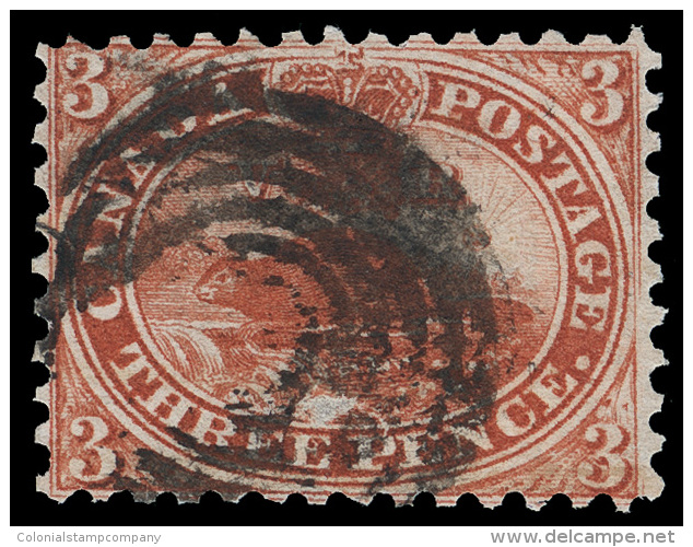 O        12 (26) 1859 3d Red Beaver^, On Machine-made Wove Paper, Perf 11&frac34;, Exceptionally Well Centered,... - Oblitérés