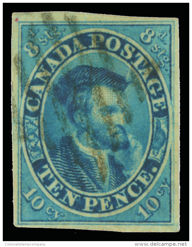 O        7 Var (15) 1852-56 10d Blue To Deep Blue Cartier^, On Thin Handmade Wove Paper, Imperf, Four Full Margins,... - Oblitérés