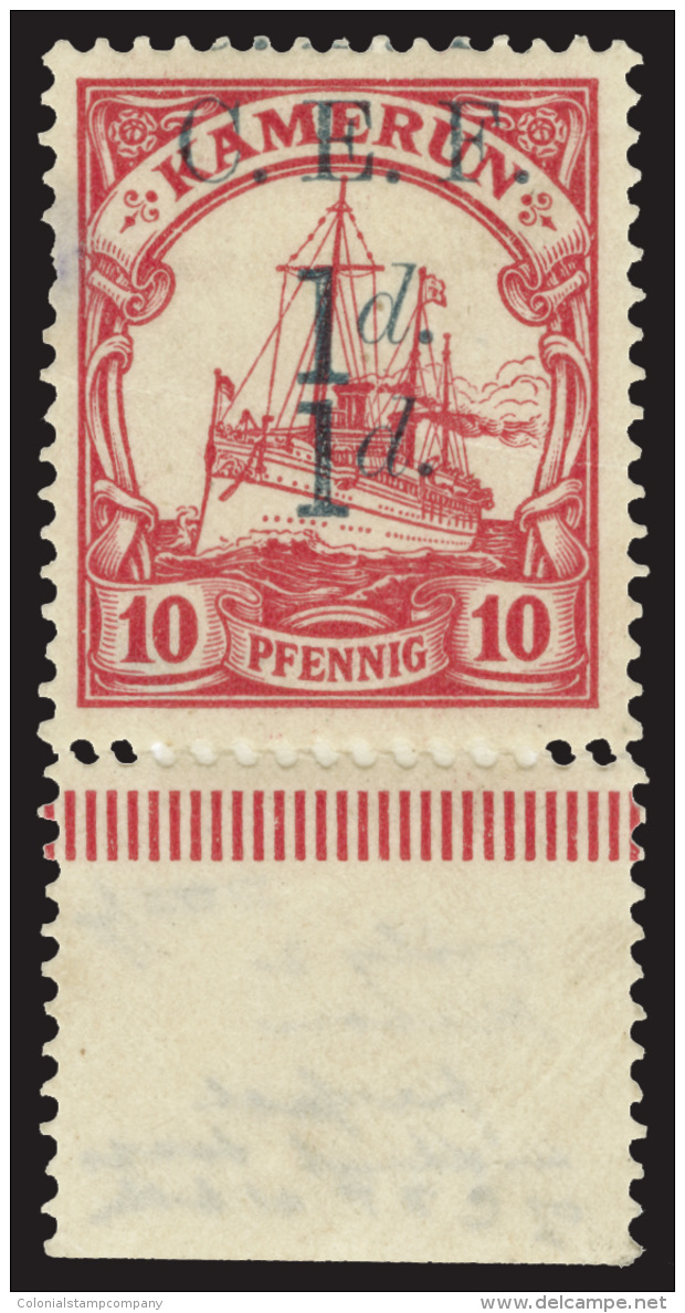 *        55f (B3c) 1915 1d On 10pf Carmine Yacht^ Overprinted "C.E.F.", ERROR - "1 D." Double, Scarce As Only 20... - Autres & Non Classés