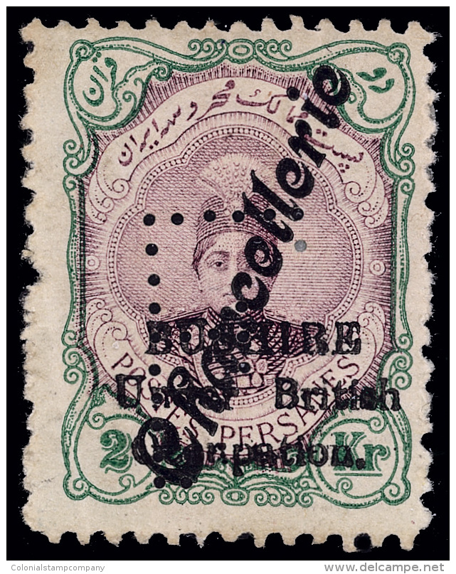 *        N30 (formerly) (Farahbakhsh O31) 1915 2Kr Claret And Green Shah Ahmed Of Persia Overprinted "BUSHIRE Under... - Iran