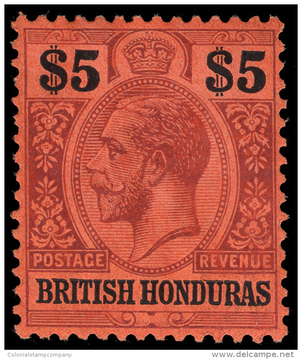 *        75-84 (101-10) 1913-21 1&cent;-$5 K George V^, Wmkd MCA, Perf 14, Cplt (10), OG, LH, F-VF Scott Retail... - Honduras