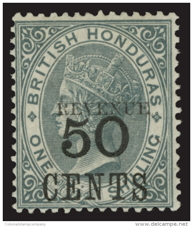 *        51b (69c) 1899 50&cent; On 1' Grey Q Victoria^, Wmkd CA, Perf 14, Provisional "REVENUE" Overprint 11mm,... - Honduras