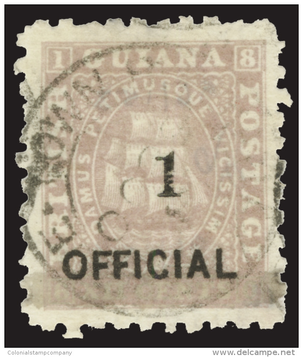O        96 (153) 1881 1&cent; On 12&cent; Brownish Purple Seal Of Colony^ Surcharge On OFFICIAL (SG Type O4) ,... - Guyane Britannique (...-1966)