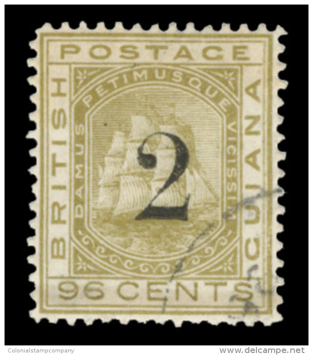 O        95 (151) 1881 2&cent; On 96&cent; Olive-bistre Seal Of The Colony^, Provisional Overprint Bar Through... - Guyane Britannique (...-1966)