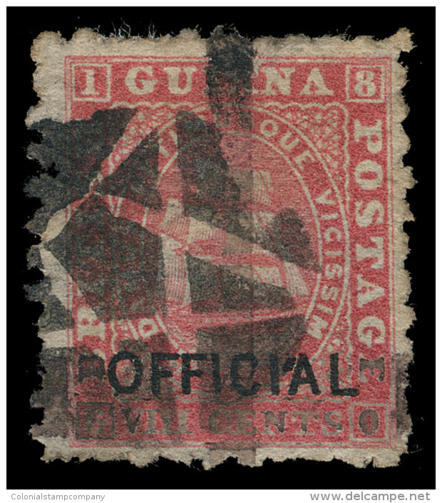 O        87 (146) 1878 (2&cent;) On 8&cent; Rose Seal Of The Colony Overprinted "OFFICIAL"^, Provisional With Two... - Guyane Britannique (...-1966)