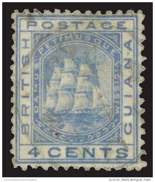 O        74a (135) 1877 4&cent; Blue Seal Of Colony^, Wmkd CC, Perf 12&frac12;, Lightly Canceled, VF Scott Retail... - Guyane Britannique (...-1966)