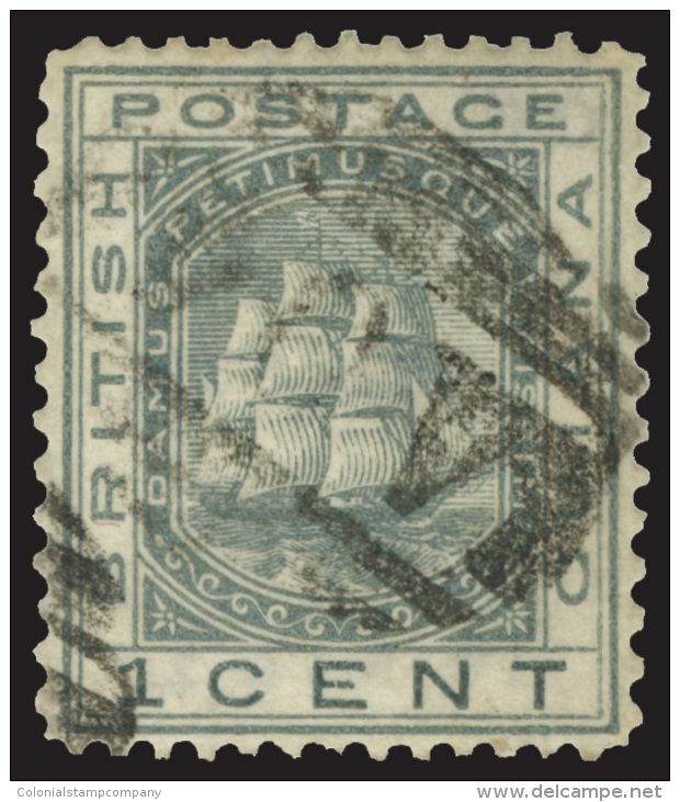 O        72a (136) 1879 1&cent; Slate Seal Of Colony^, Wmkd CC, Variety - Compound Perf 14x12&frac12;, Scarce,... - Guyane Britannique (...-1966)