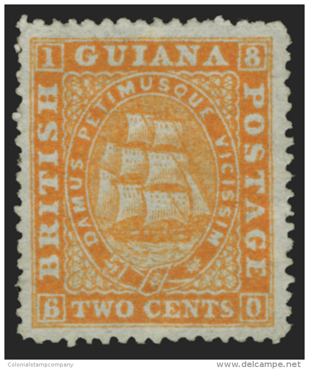 *        59a (107) 1875 2&cent; Orange-red Seal Of Colony^, Narrow Space Between Value And "cents", Perf 15, Part... - Guyane Britannique (...-1966)