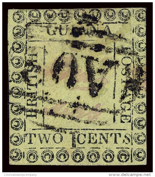 O        39 Var (120d) 1862 2&cent; Black Type-set On Yellow^, Sc Type A7 (SG Type 11), VARIETY - Italic "S" In... - Guyane Britannique (...-1966)