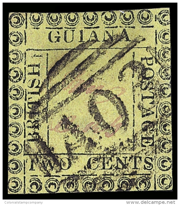 O        39 Var (120 Var) 1862 2&cent; Black Type-set On Yellow^, Sc Type A7 (SG Type 11), With Manuscript... - Guyane Britannique (...-1966)
