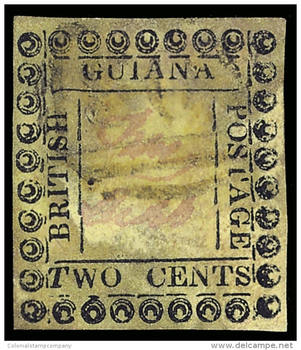 O        39 Var (120f) 1862 2&cent; Black Type-set On Yellow^, With Manuscript Initials, Rouletted 6, SG Type 11... - Guyane Britannique (...-1966)