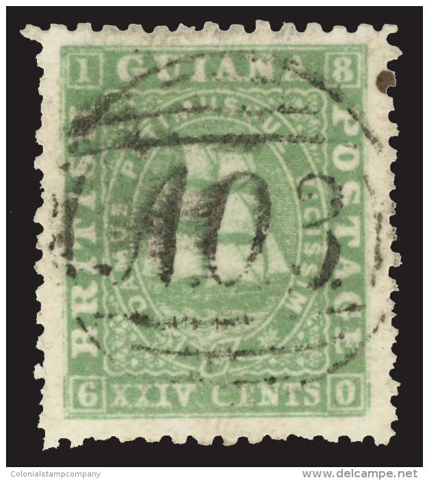 O        28 (50) 1862 24&cent; Green Seal Of The Colony^, Perf 12, Thin Paper, Undercatalogued Used, Light "A 03"... - Guyane Britannique (...-1966)