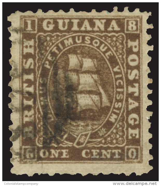 O        23 (41) 1862 1&cent; Brown Seal Of The Colony^, Perf 12, Thin Paper, Scarce, F-VF Scott Retail... - Guyane Britannique (...-1966)