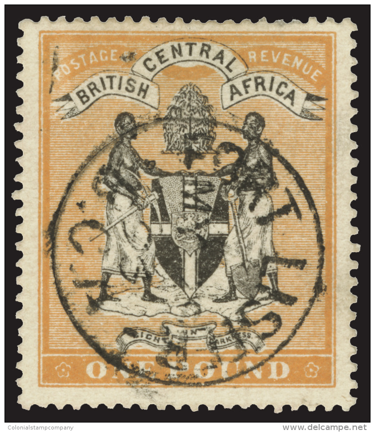 O        29 (29) 1895 &pound;1 Black And Yellow-orange Arms Of The Protectorate^, Unwmkd, Perf 14, Light "Fort... - Autres & Non Classés