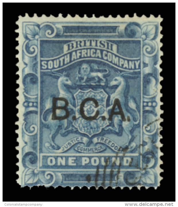 O        14 (14) 1891 &pound;1 Deep Blue Rhodesia Coat Of Arms Overprinted "B.C.A."^ SG Type 1, Unwmkd, Perf 14,... - Autres & Non Classés