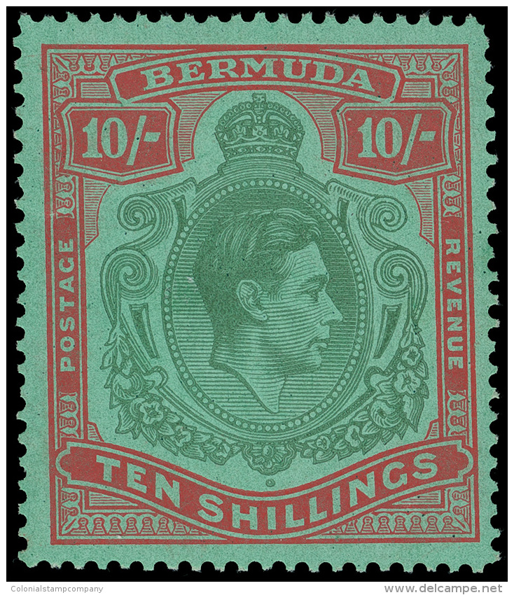 *        126b Var (119b) 1942 10' Yellow-green And Carmine On Green K George VI Keyplate^ On Ordinary Paper, Wmkd... - Bermudes