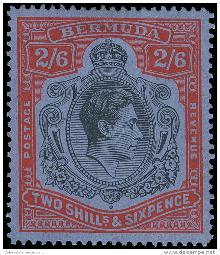 *        124a Var (117a) 1941 (May) 2'6d Black And Deep Red On Grey-blue K George VI Keyplate^, Wmkd Script CA,... - Bermudes