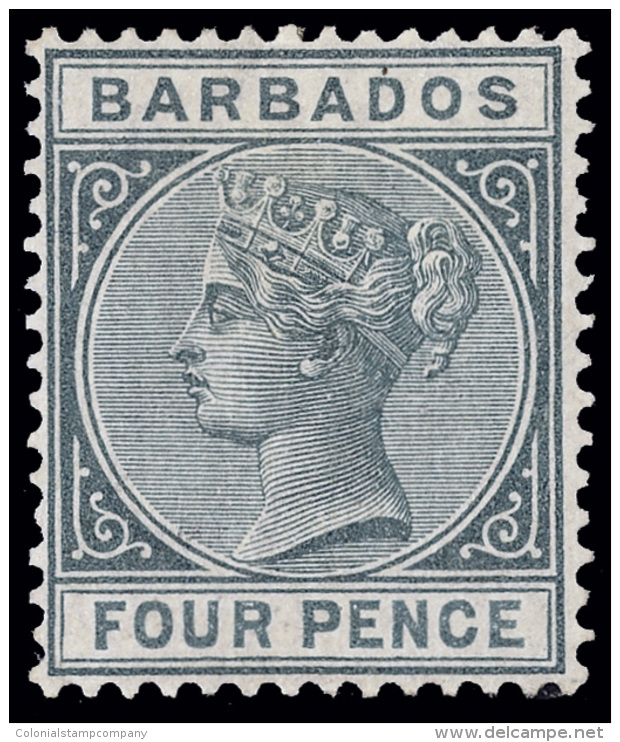 *        64 (97) 1882 4d Grey Q Victoria^, Wmkd CA, Perf 14, Rich Color, Well Centered, A Difficult And... - Barbades (...-1966)