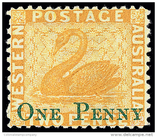 *        41 Var (67x) 1875 1d On 2d Yellow Swan^ With Provisional Surcharge In Green (SG Type 8), Unrecorded ERROR... - Ungebraucht