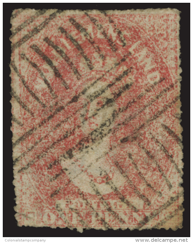 O        45 (118) 1868-69 1d Carmine Q Victoria^, Wmkd Double-lined 1, Serrated Perf 19 At Hobart, A Rare And... - Gebraucht
