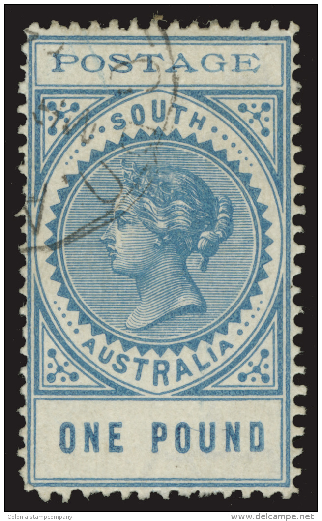 O        131 (279) 1902 &pound;1 Blue Q Victoria^, Thin "POSTAGE" (SG Type 25), Wmkd Crown SA, Perf... - Oblitérés