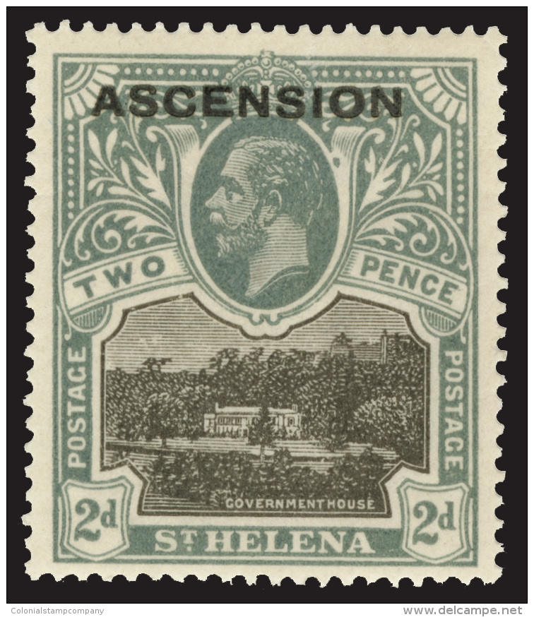 *        4 Var (4b) 1922 2d Black And Grey K George V^ Of St. Helena Overprinted "Ascension" SG Type 1, Wmkd MCA,... - Ascension (Ile De L')