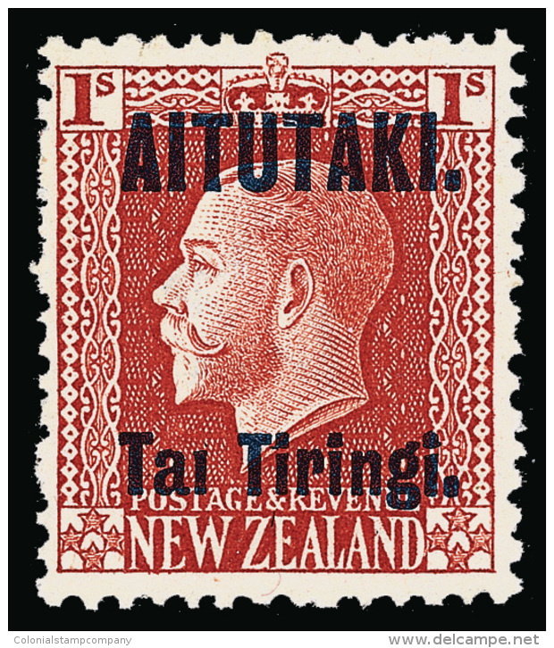 *        18c (14ab) 1917 1' Orange K George V^ Of New Zealand Overprinted, ERROR - "Tai" Without Dot On "i", A... - Aitutaki