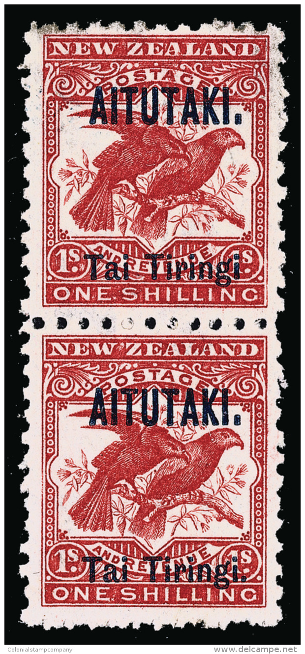 *        6c, 6 (7a, 7) 1903 1' Bright Red New Zealand Kea And Kaka^ Overprinted, ERROR - "Tiringi" Without Stop (R... - Aitutaki