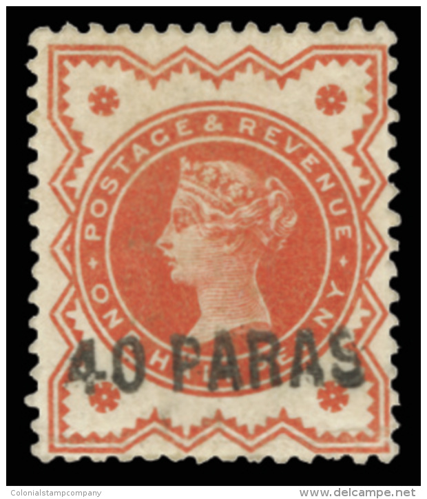 *        6 (7) 1893 40pa On &frac12;d Vermilion Q Victoria Of Great Britain^ With Roughly Handstamped Provisionally... - Turquie (bureaux)