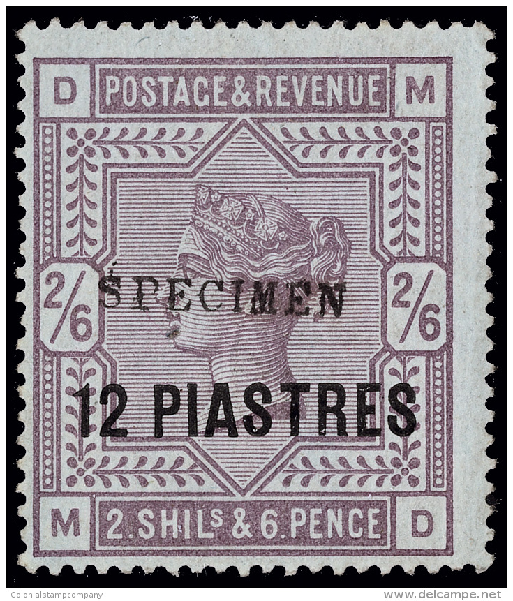 S        3a (3) 1885 12pi On 2'6d Lilac Q Victoria^ On Bluish Paper, Surcharged "12 PIASTRES", Overprinted... - Turquie (bureaux)