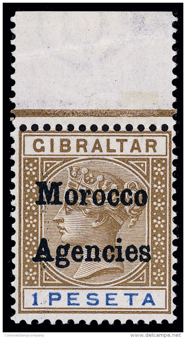 **       11 (7c) 1898 1pe Bistre And Ultramarine Q Victoria With Dark Blue "MOROCCO AGENCIES"^ Overprint, A Most... - Maroc (bureaux)