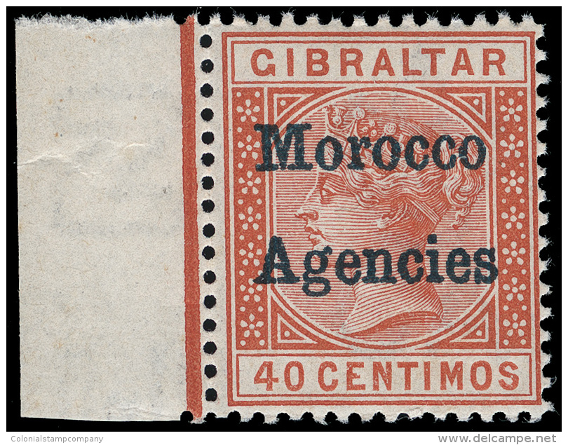 **       9 (5c) 1898 40c Orange-brown Q Victoria Of Gibraltar Overprinted "Morocco Agencies" In BLUE^, A Rare And... - Maroc (bureaux)