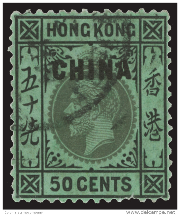 O        25 (26) 1927 50&cent; Black On Emerald K George V^ Of Hong Kong, Overprinted "China" SG Type 1, Wmkd... - Chine (bureaux)