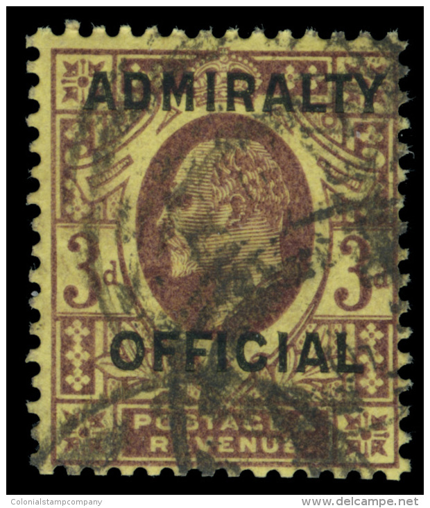 O        O83 (O112) 1903 3d Dull Purple On Orange-yellow K Edward VII ADMIRALTY OFFICIAL^, Wmkd Imperial Crown,... - Service
