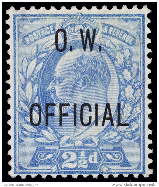 *        O52 (O39) 1902 2&frac12;d Ultramarine K Edward VII Overprinted O.W. OFFICIAL^, Very Fresh, Scarce, Signed... - Service