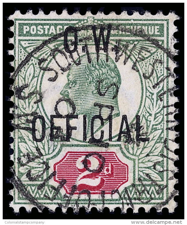 O        O51 (O38) 1902 2d Yellowish Green And Carmine-red K Edward VII O.W. OFFICIAL^, Wmkd Imperial Crown, Perf... - Service