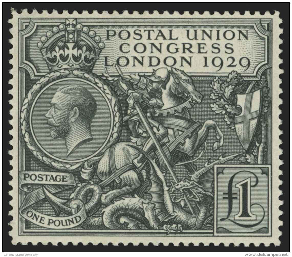 *        209 (438) 1929 &pound;1 Black Postal Union Congress^ (St. George And The Dragon), Wmkd Crown GvR, Perf 12,... - Neufs