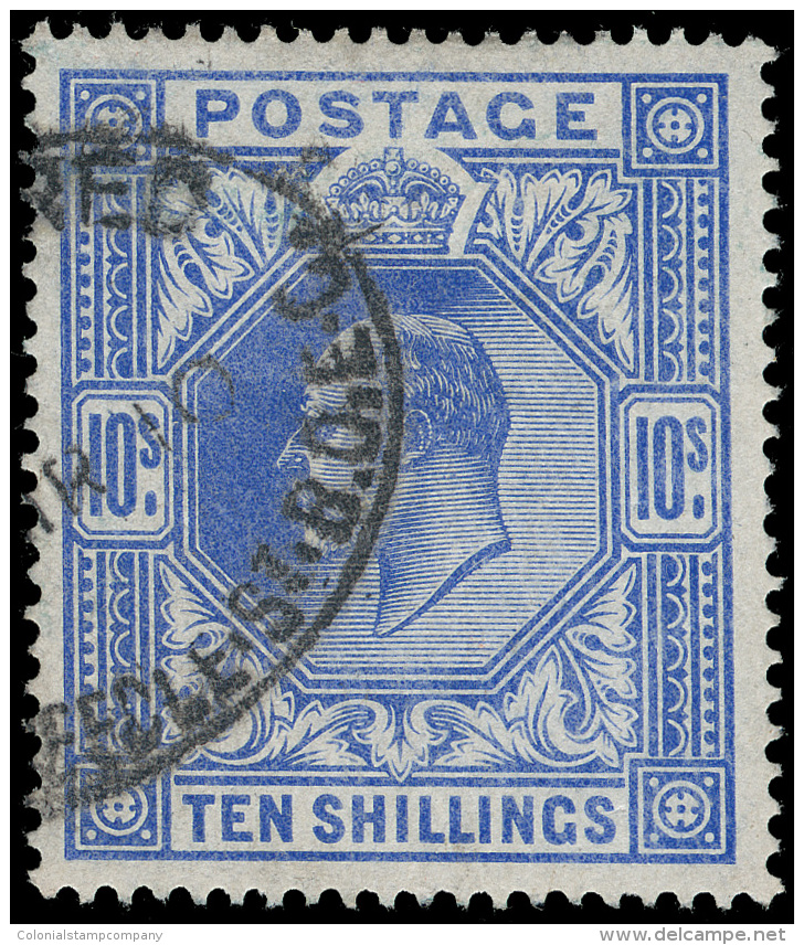 O        141 (265) 1902 10' Ultramarine K Edward VII On Ordinary Paper^, De La Rue Printing, Wmkd Anchor, Perf 14,... - Oblitérés