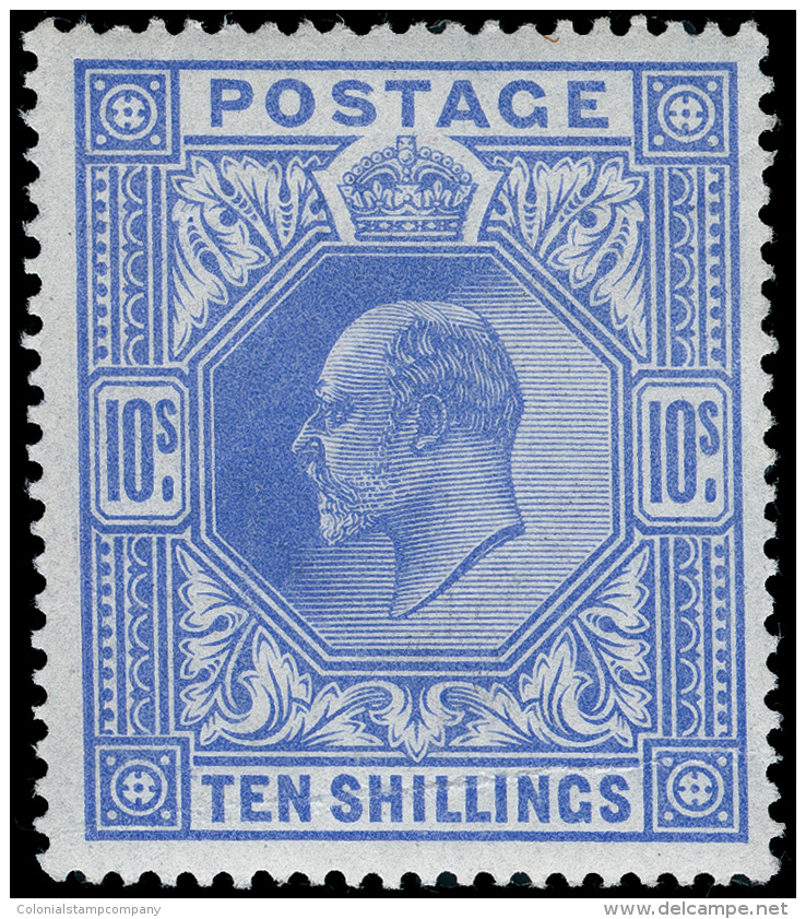 **       141 (265) 1902 10' Ultramarine K Edward VII On Ordinary Paper^, De La Rue Printing, Wmkd Anchor, Perf 14,... - Neufs