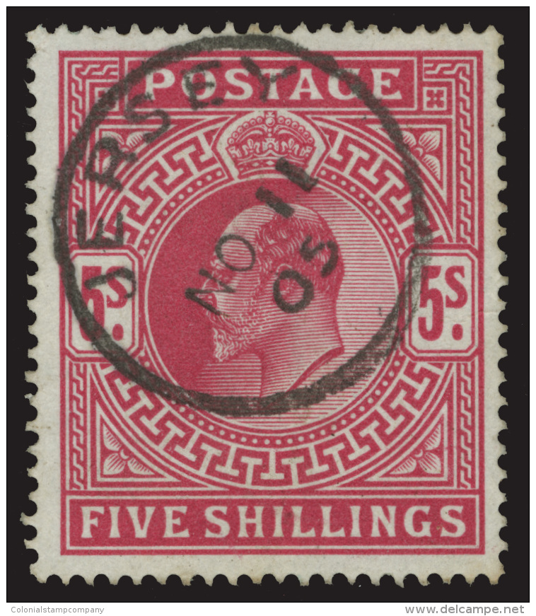 O        140a (264) 1902 5' Deep Bright Carmine K Edward VII^, De La Rue Printing, Wmkd Anchor, Perf 14, A... - Oblitérés