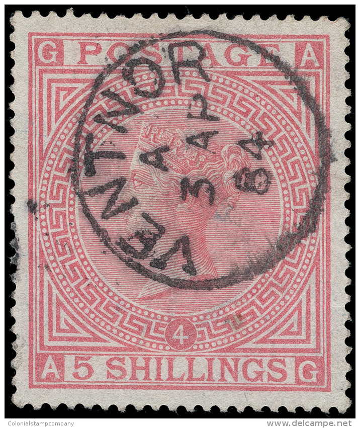 O        90a (134) 1882 5' Rose Q Victoria^ On White Paper, Plate 4, Wmkd Large Anchor, Perf 14, Fresh, Attractive... - Oblitérés