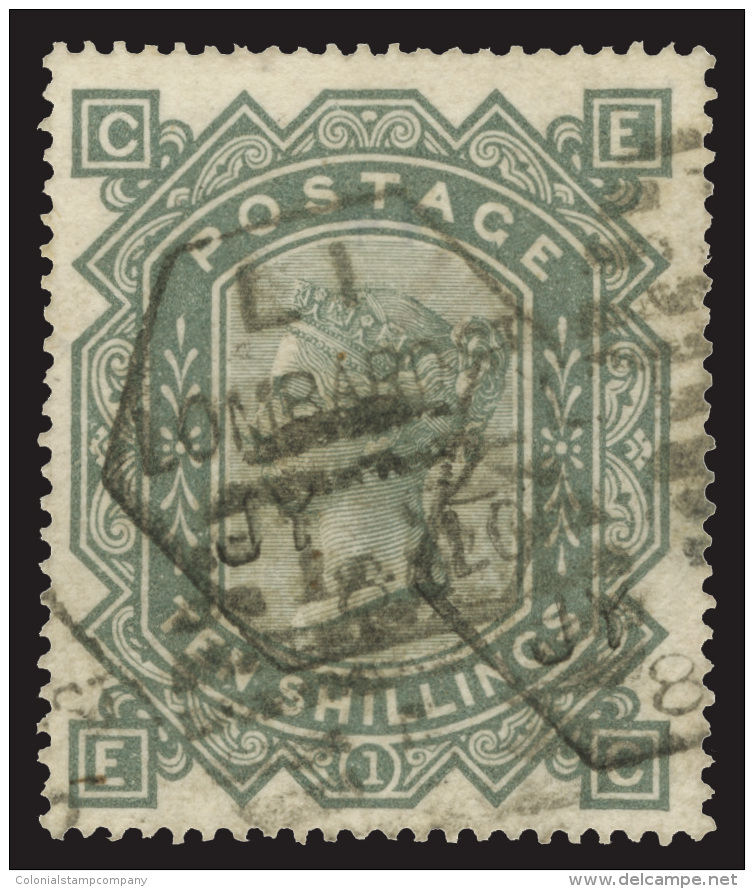 O        74 (128) 1878 10' Greenish Grey Q Victoria^, Plate 1, Wmkd Maltese Cross, Perf 15&frac12;x15, Rare, Very... - Oblitérés