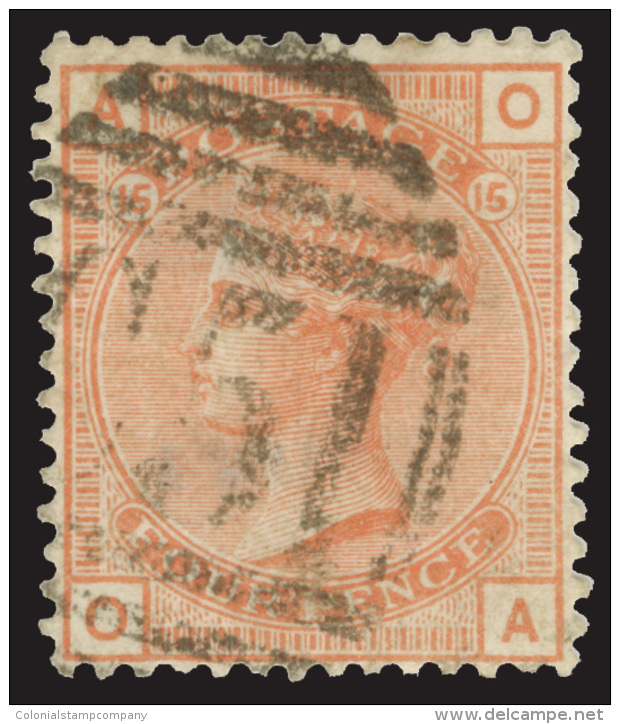 O        69 (152) 1876 4d Vermilion Q Victoria^, Plate 15, Wmkd Large Garter, Perf 14, Perfectly Centered, With "C... - Gebraucht