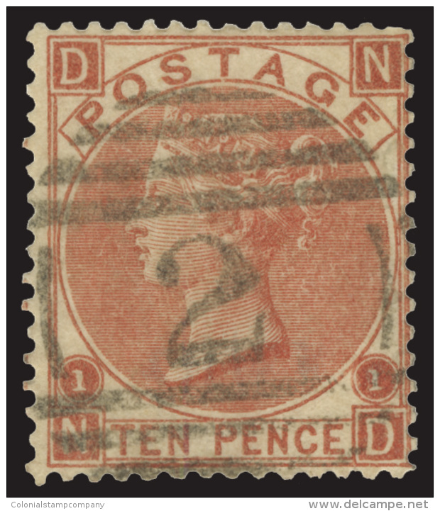 O        53a (114) 1867 10d Deep Red-brown Q Victoria^, Plate 1, Wmkd Spray Of Rose, Perf 14, Nicely Centered,... - Usados