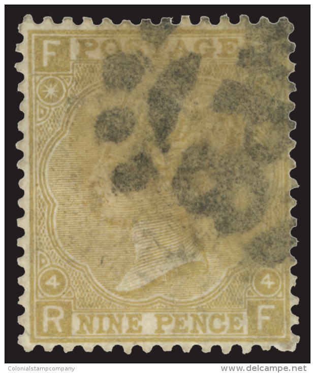 O        52 (110) 1867 9d Straw Q Victoria^, Plate 4, Wmkd Spray Of Rose, Very Well Centered, Numeral "P8" Cancel,... - Oblitérés