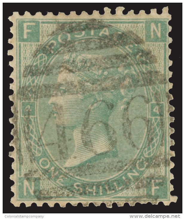 O        48 (101) 1865 1' Green Q Victoria^, Plate 4, Wmkd Emblems, Unusually Well Centered, Numeral "466" Cancel,... - Oblitérés