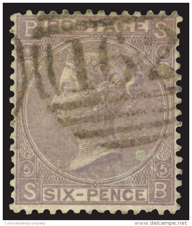 O        45 (97) 1865 6d Lilac Q Victoria^, Plate 5, Wmkd Emblems, Very Well Centered, Numeral "162" Cancel, XF... - Oblitérés