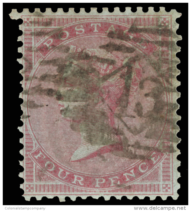 O        22 (62) 1855 4d Carmine Q Victoria^ On Highly Glazed, Deeply Blued Paper, Wmkd Small Garter, Perf 14,... - Gebruikt